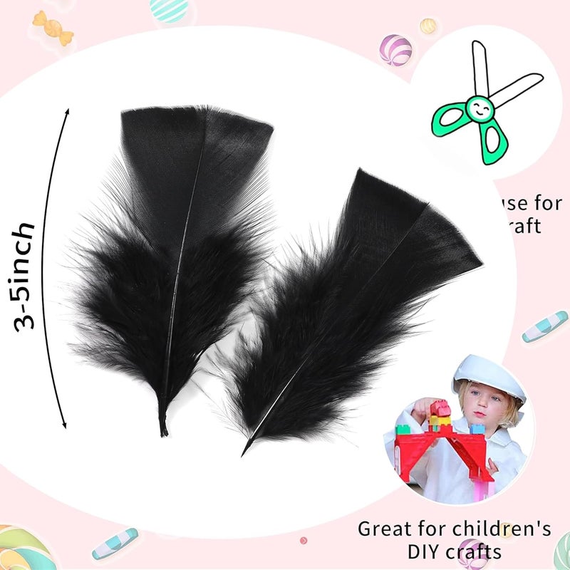Soarer Black Turkey Feathers - 300pcs 3-5inch Feathers for Kindergarten DIY Crafts,Wedding Home Party Decorations,Dream Catcher Supplies(Black) - Image 3